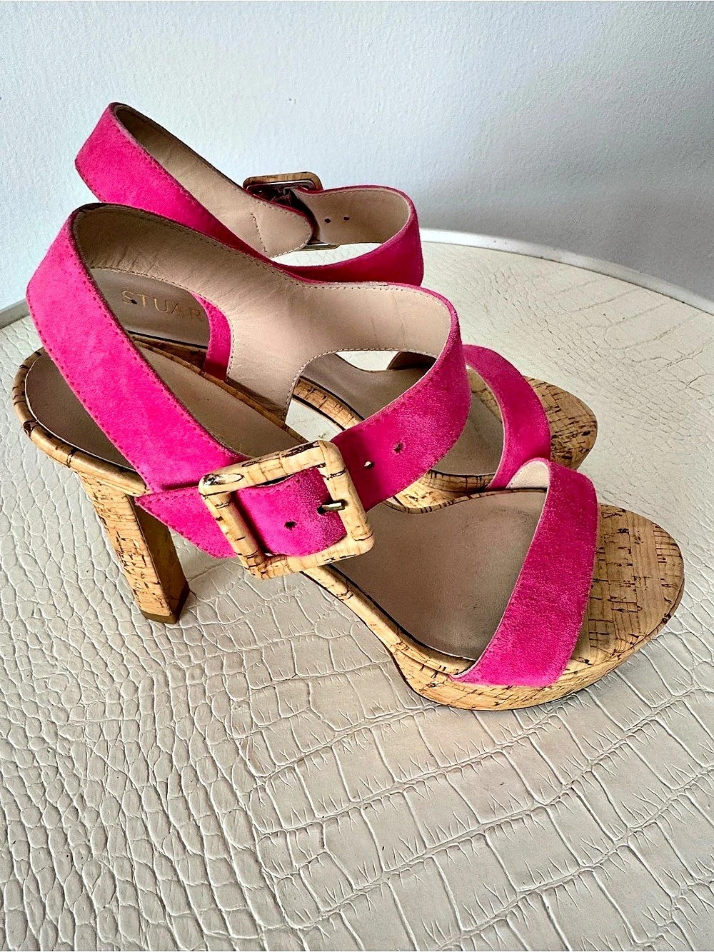 Stuart Weitzman Pink Suede Platform Heels US 7.5